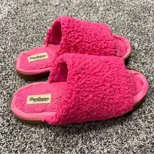 Pink fuzzy slippers